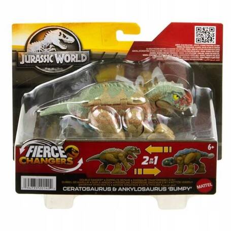 JURASSIC WORLD FIERCE CHANGERS DINOZAUR 2w1 Ankylosaurus Bumpy/Ceratosaurus HVB18