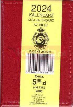 Kalendarz 2024 A7 Premium czerwony