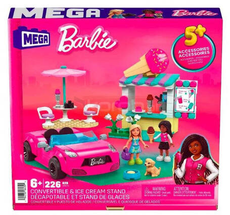 Klocki Barbie Mega Kabriolet i stoisko