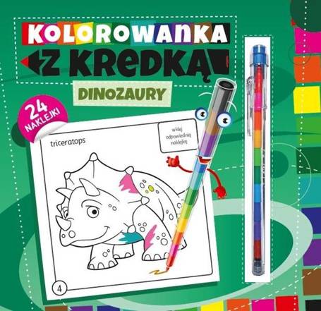 Kolorowanka z kredką. Dinozaury