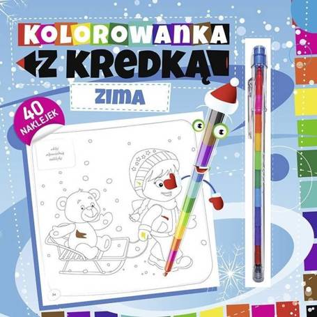 Kolorowanka z kredką. Zima