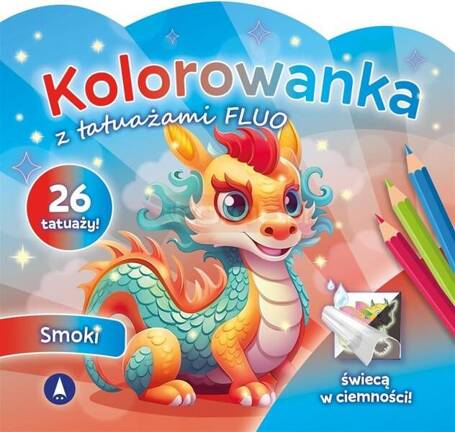 Kolorowanka z tatuażami fluo Smoki