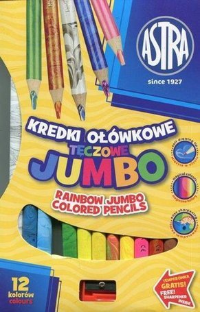 Kredki ołówkowe tęczowe Jumbo 12 kolorów ASTRA