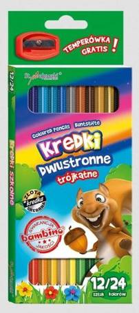 Kredki trójkątne dwustronne 12/24 kolory BAMBINO