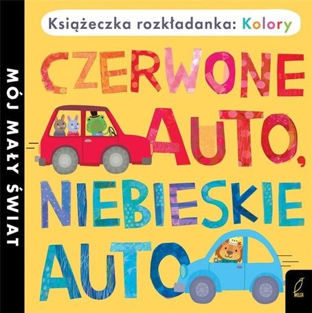 Książka rozkładanka.Czerwone auto, niebieskie auta