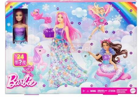 LALKA BARBIE DREAMTOPIA KALENDARZ ADWENTOWY 24 niespodzianki + lalka HRG90