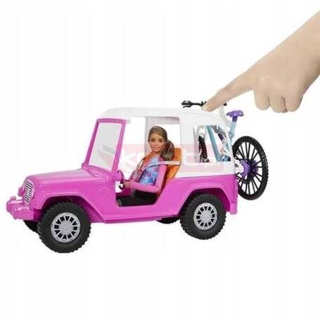 LALKA BARBIE MADE TO MOVE + AUTO JEEP + ROWER GÓRSKI duży zestaw do zabawy