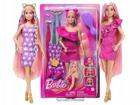 LALKA BARBIE TOTALLY HAIR lalka z długimi włosami + sukienka + akcesoria HKT96