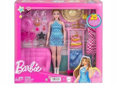 LALKA BARBIE WYMARZONA GARDEROBA + ubranka dla lalki Barbie + mebelki HPL78