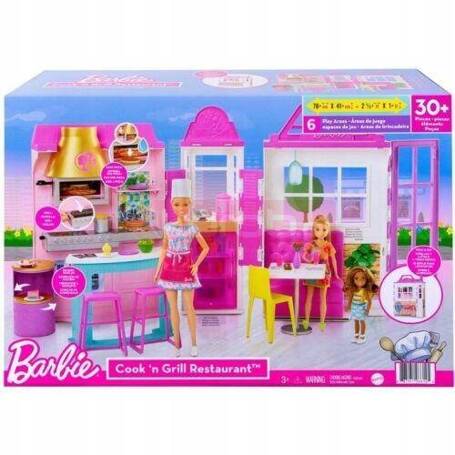 LALKA BARBIE ZESTAW RESTAURACJA GRILL zestaw kuchnia z lalką HGP59