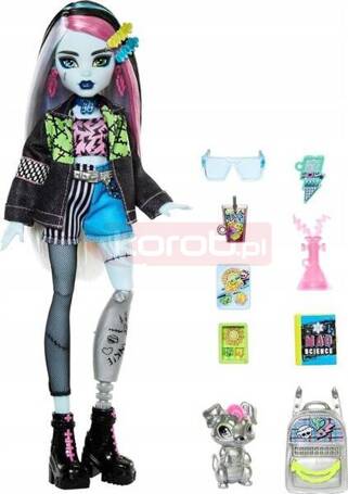 LALKA MONSTER HIGH Frankie Stein + zwierzątko piesek Watzie HXH73