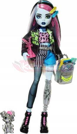 LALKA MONSTER HIGH Frankie Stein + zwierzątko piesek Watzie HXH73