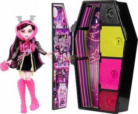 LALKA MONSTER HIGH STRASZYSEKRETY Draculaura seria neonowa HNF78