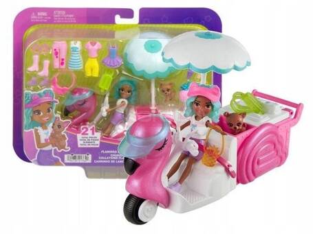 LALKA POLLY POCKET FLAMING WÓZEK zestaw do zabawy dla dzieci +4 lata HWP24