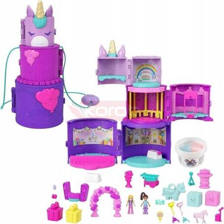 LALKA POLLY POCKET TORT URODZINOWY Z JEDNOROŻCEM zestaw do zabawy +4 lata HHJ11