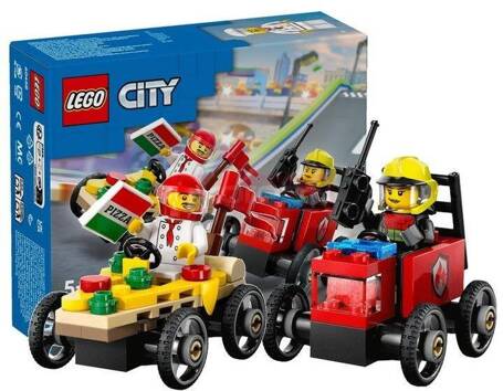 LEGO CITY 60458 Zestaw wyścigówek: pizza kontra wóz strażacki