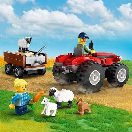 LEGO CITY 60461 Czerwony traktor z przyczepą i owcą, zestaw klocków +4 lata