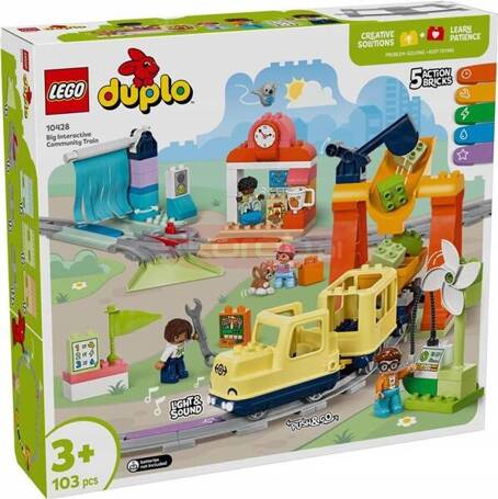 LEGO DUPLO 10428 Duży interaktywny pociąg miejski, zestaw klocków +3 lata