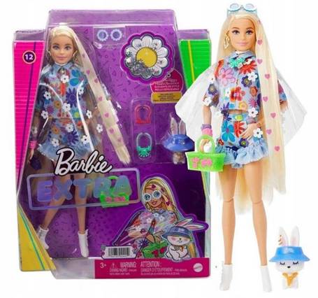 Lalka Barbie Extra Moda komplet w kwiatki blond włosy HDJ45