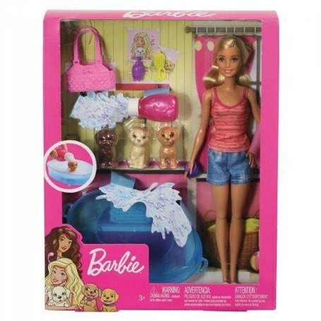 Lalka Barbie Kąpiel piesków GDJ37