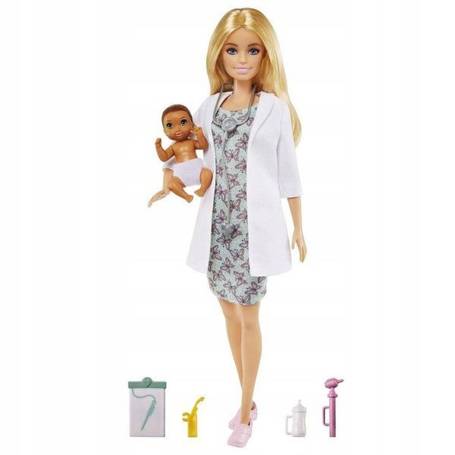 Lalka Barbie Kariera Lekarz pediatra i dziecko Deluxe GYK01