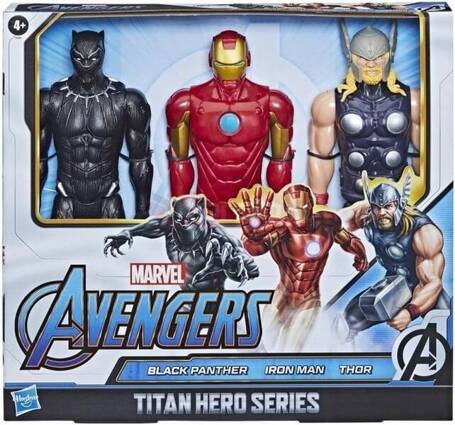 MARVEL AVENGERS TITAN HERO zestaw 3 figurek IRON MAN, THOR, CZARNA PANTERA F5291