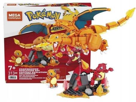 MEGA CONSTRUX KLOCKI 313 el POKEMON CHARMANDER EWOLUCJA HFG06