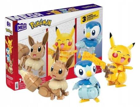 MEGA CONSTRUX KLOCKI 583 el POKEMON TRIO POKEMONÓW Pikachu Eevee Piplup HNT94