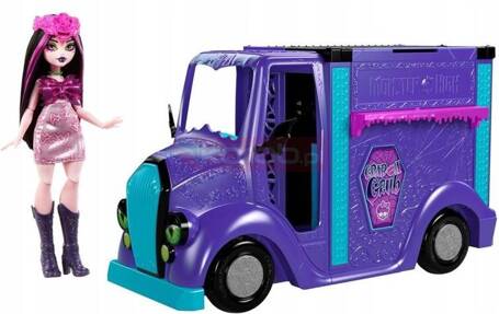 MONSTER HIGH AUTO POJAZD KONCERTOWY FOODTRUCK z rozkładaną sceną + LALKA HXH83