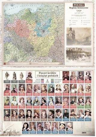 Mapa Polski A2 Regiony Historyczne ścienna ART-MAP