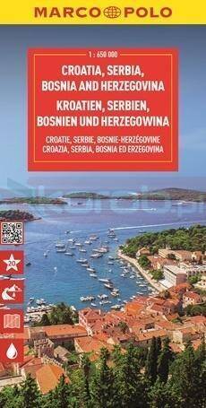 Mapa drogowa Chorwacja, Serbia, Bosnia.. 1:650