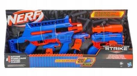 NERF ALFA STRIKE WYRZUTNIA E8964 zestaw 3 wyrzutni + 20 strzałek