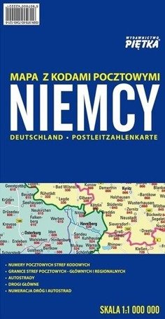 Niemcy 1:1 000 000 mapa z kodami pocztowymi