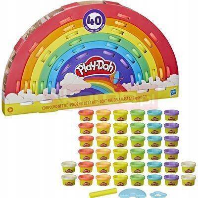 PLAY DOH CIASTOLINA DUŻY TĘCZOWY ZESTAW 40 tub ciastoliny + akcesoria E6016