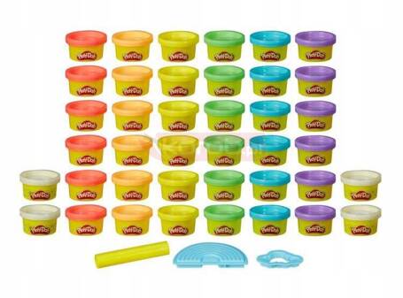 PLAY DOH CIASTOLINA DUŻY TĘCZOWY ZESTAW 40 tub ciastoliny + akcesoria E6016