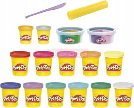 PLAY DOH CIASTOLINA ZESTAW MAGICZNY BLASK 15 błyszczących tub aż 1,59 kg F3612