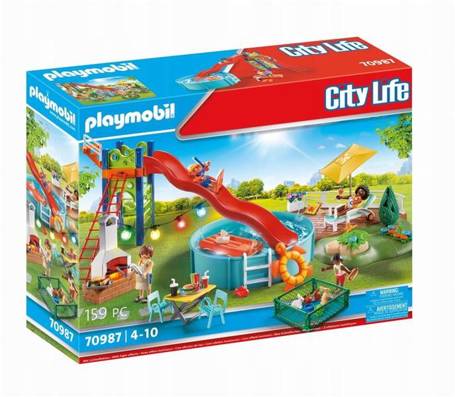 PLAYMOBIL City Life 70987 Przyjęcie przy basenie ze zjeżdżalnią