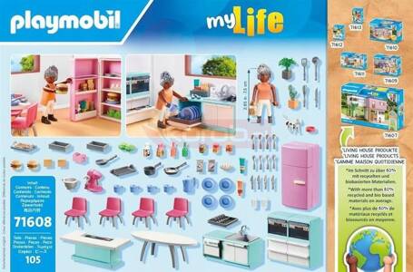 PLAYMOBIL MY LIFE 71608 Kuchnia z jadalnią, zestaw do zabawy +4 lata