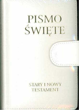 Pismo Święte ST i NT małe białe z zapięciem