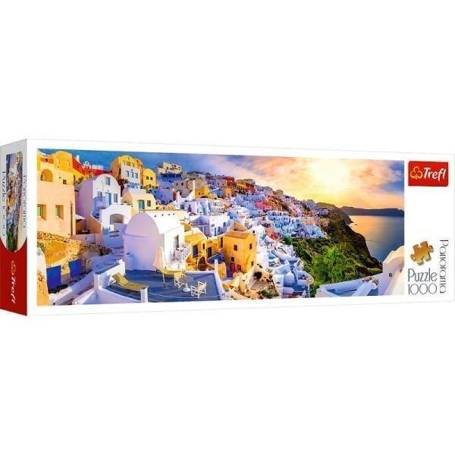 Puzzle 1000 Panorama Zachód słońca na Santorini