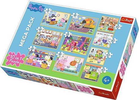 Puzzle 10w1 Świnka Peppa - z przyjaciółmi