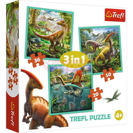 Puzzle 3w1 - Niezwykły świat dinozaurów