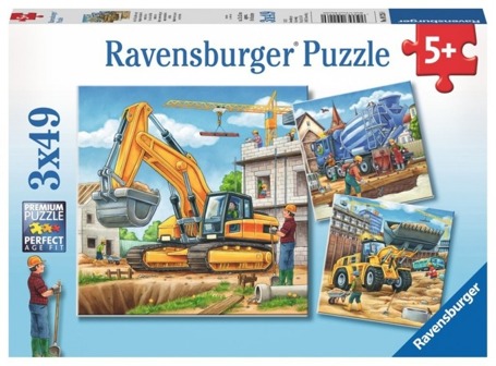 Puzzle 3x49 elementów - Duże maszyny budowlane