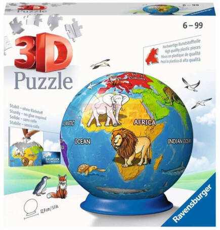 Puzzle 72 elementy 3D Kula, Dziecinny Globus