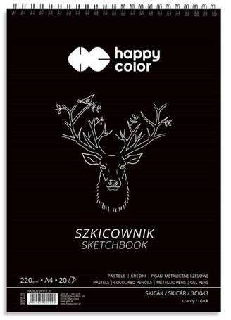 Szkicownik na spirali A4/20K czarny HAPPY COLOR