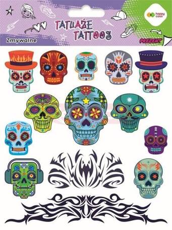 Tatuaże zmywalne Blue skulls HAPPY COLOR