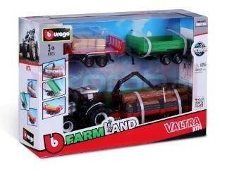 Tractor Gift Set Valtra + 3 trailers 10cm BBURAGO