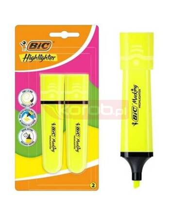 Zakreslacz Flat żółty neon 2szt BIC